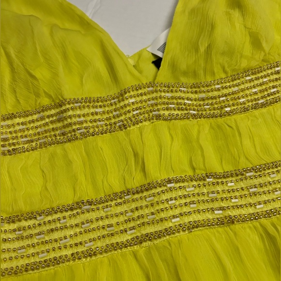 French Connection Light Yellow Dress With Chiffon Overlay Size 0 - NEW - Picture 6 of 10